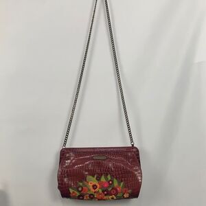 Isabella Fiore red with beaded embroidered flowers clutch bag